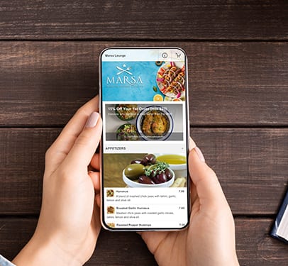 Example of Restaurant Online Menu by StoreGear on Phone Example of Restaurant Online Menu by StoreGear on Phone