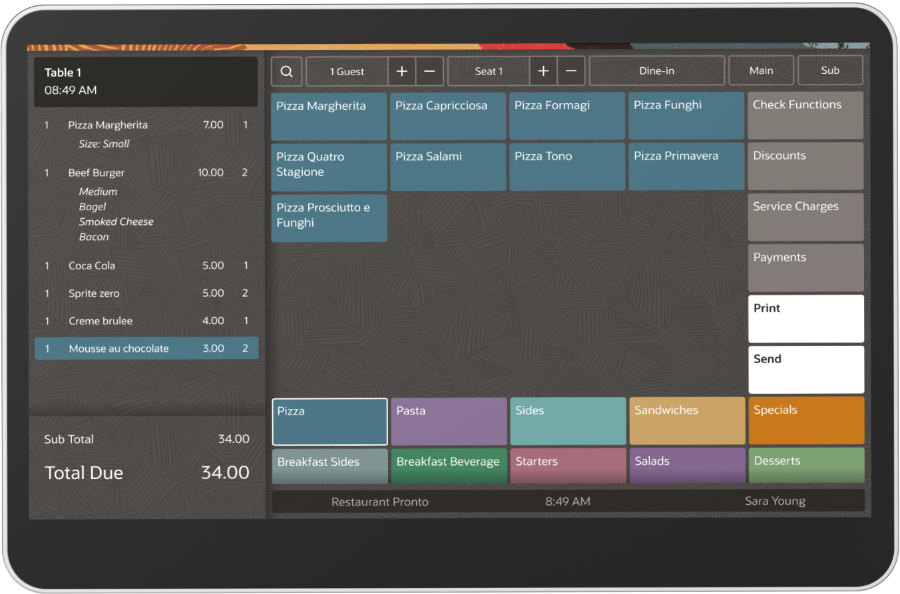 table service screenshot of pos
